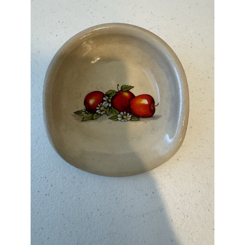 Stoneware Pottery Spoon Rest Apples Texas Country VTG 80s
